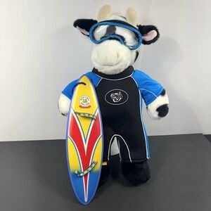 Vintage Build-A-Bear Dairy Cow Yellow Tag Retired Scuba Wetsuit Surfboard Rare